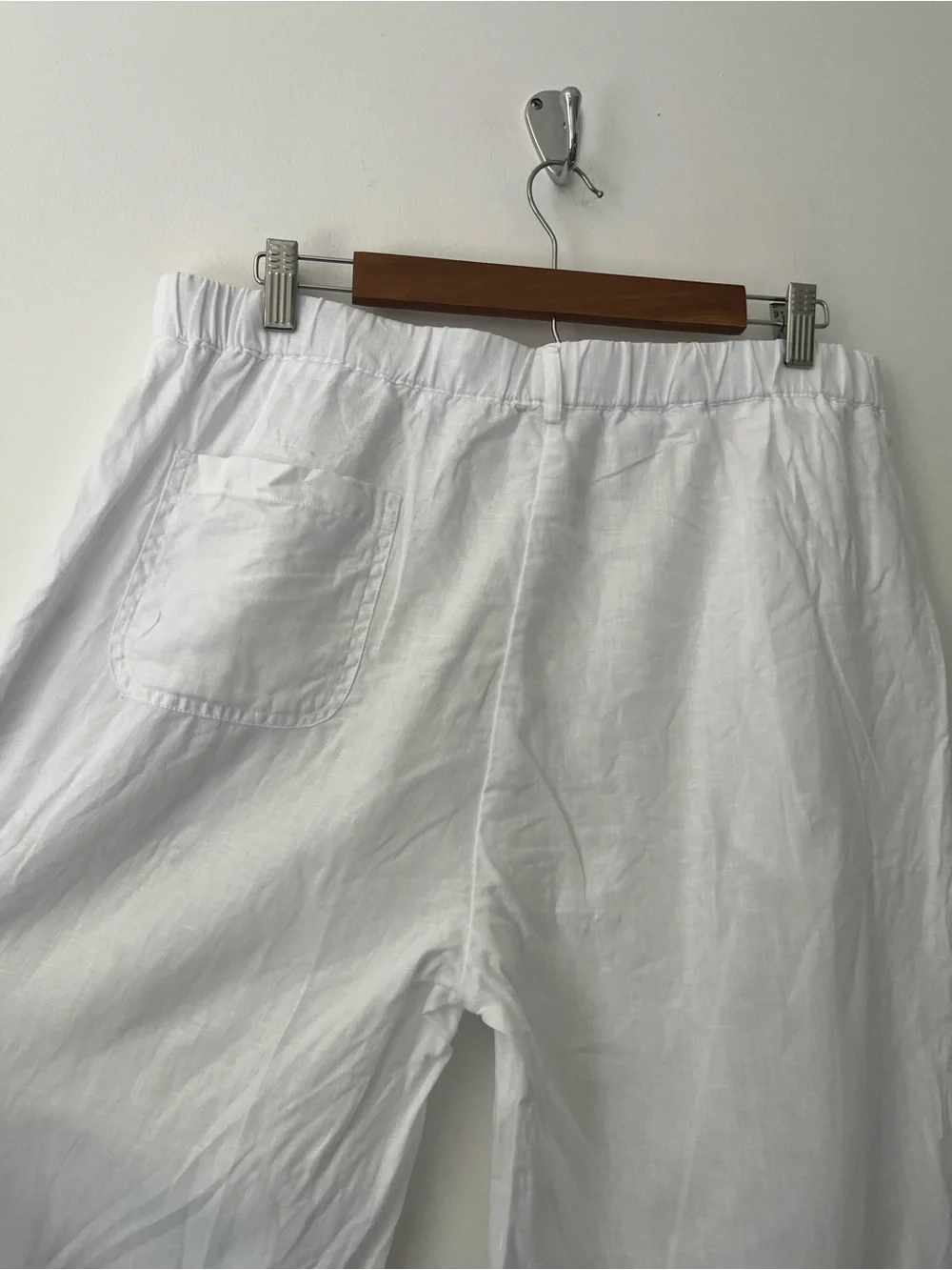Quince 100% Linen Wide Leg Ankle Pull On Pants White Large